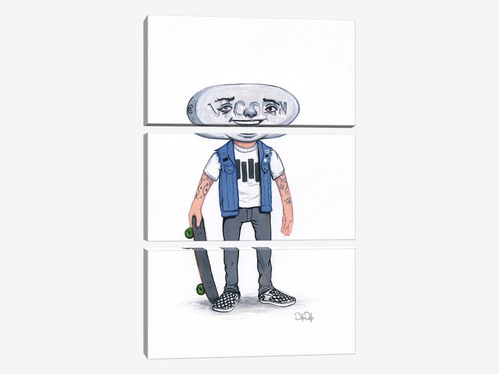 Pill Head Skater by Bob Dob 3-piece Art Print