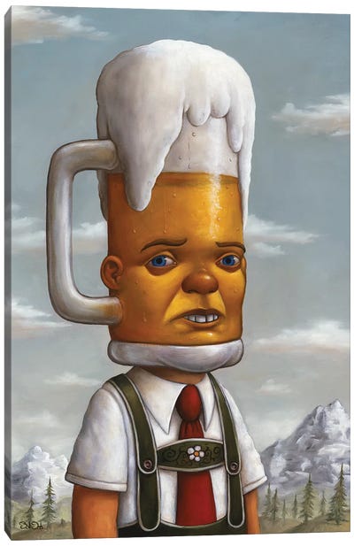 Beer Head Canvas Art Print - Funky Art Finds