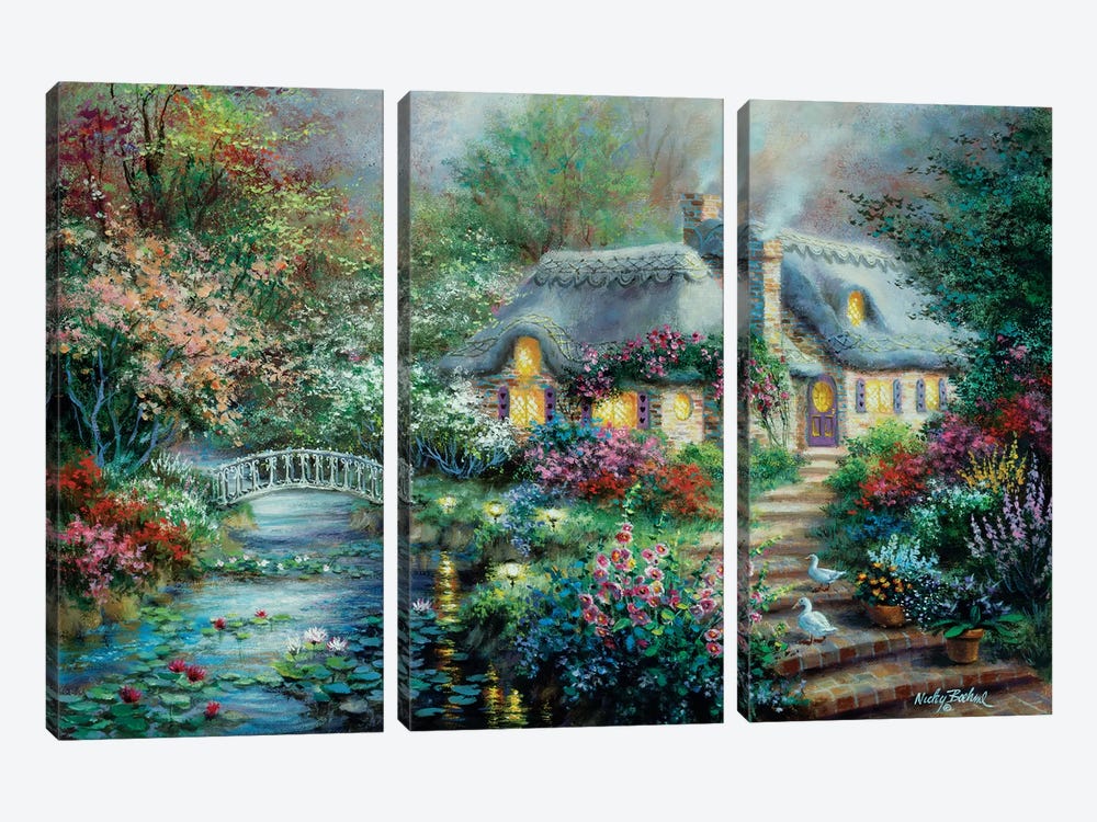 Little River Cottage by Nicky Boehme 3-piece Canvas Art