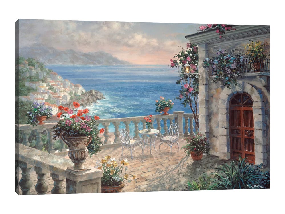 Premium Photo  Mediterranean culture terrace with flowers and sea