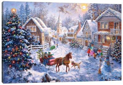 Merry Christmas Canvas Art Print - Scenic & Landscape Art