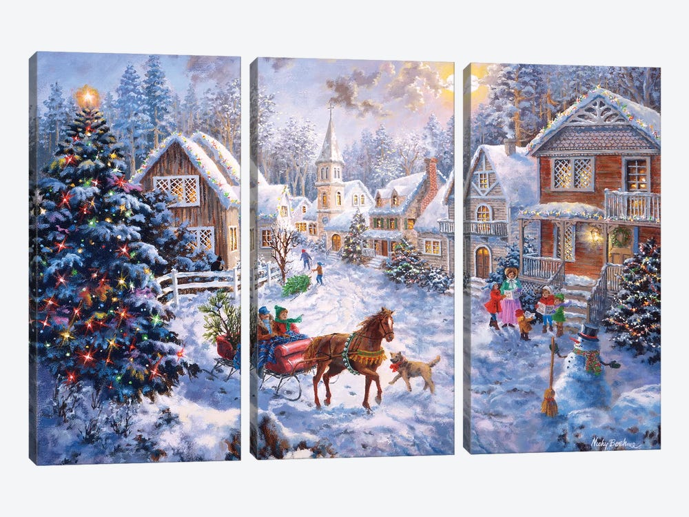 Merry Christmas by Nicky Boehme 3-piece Canvas Art