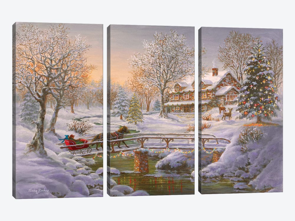 Over The Bridge To Grandma's House by Nicky Boehme 3-piece Canvas Art Print