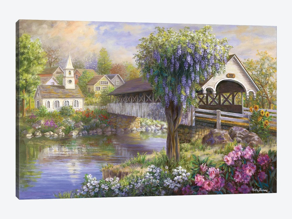 Picturesque Covered Bridge by Nicky Boehme 1-piece Canvas Print