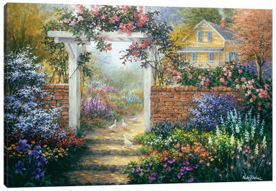 Rose Arbor Canvas Art Print - Garden & Floral Landscape Art