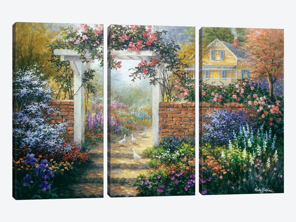 Rose Arbor by Nicky Boehme 3-piece Canvas Wall Art