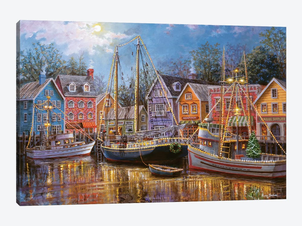 Ships Aglow by Nicky Boehme 1-piece Canvas Artwork