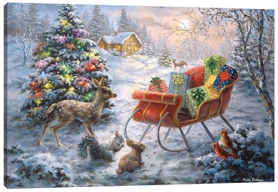 Tis' The Night Before Xmas Canvas Art Print - Christmas Scenes