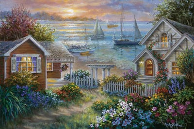 Tranquil Seafront by Nicky Boehme multi panel art