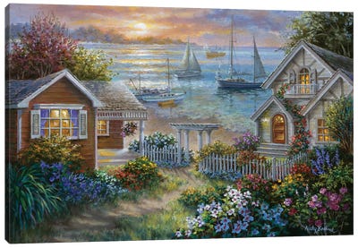 Tranquil Seafront Canvas Art Print - Gardening Art