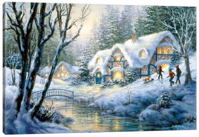 Winter Frolic Canvas Art Print - Country Art