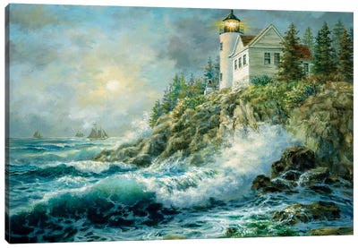 Bass Harbor Lighthouse Canvas Art Print - Nautical Art