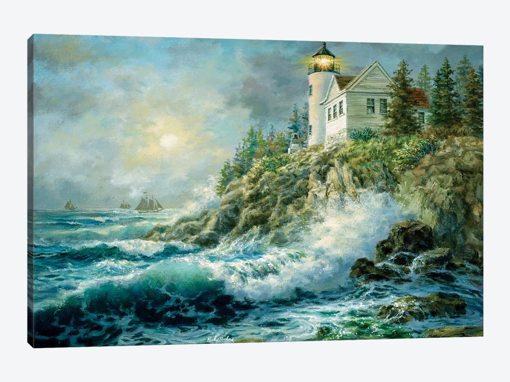 Bass Harbor Lighthouse by Nicky Boehme 1-piece Canvas Artwork