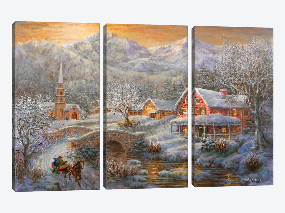 Winter Merriment by Nicky Boehme 3-piece Canvas Art Print