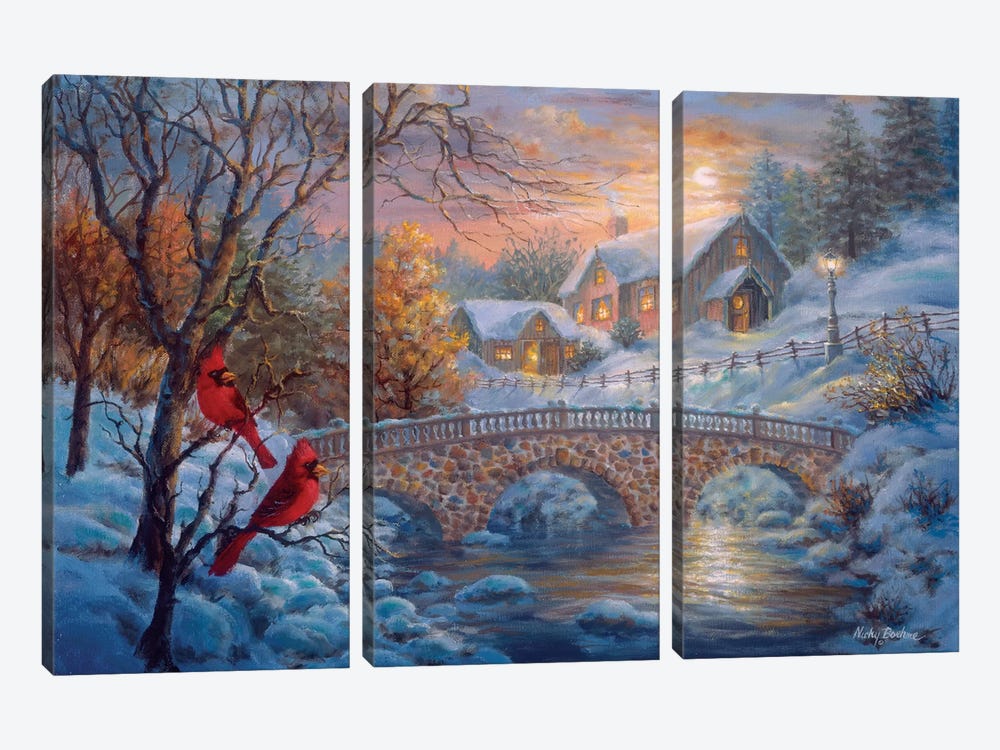 Winter Sunset by Nicky Boehme 3-piece Canvas Wall Art