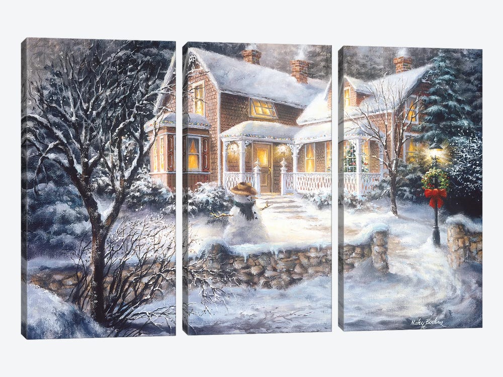 Winter's Welcome by Nicky Boehme 3-piece Canvas Print
