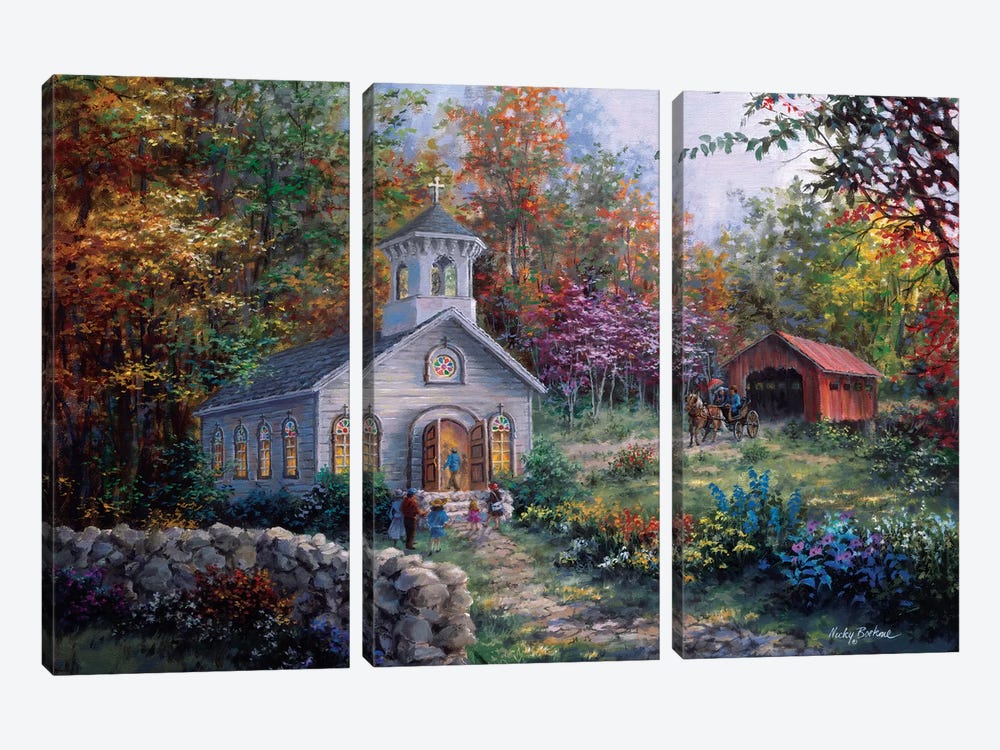 Worship In The Country by Nicky Boehme 3-piece Canvas Art Print