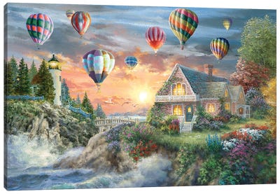 Balloons Over Sunset Cove Canvas Art Print - Nicky Boehme