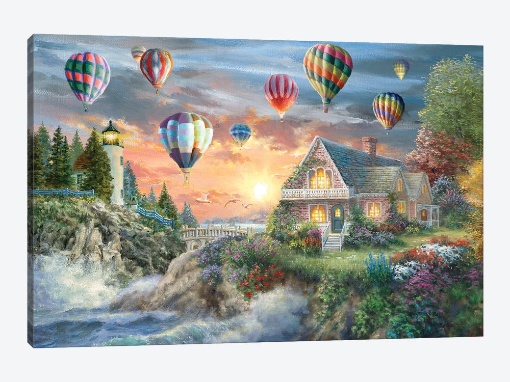 Balloons Over Sunset Cove by Nicky Boehme 1-piece Art Print