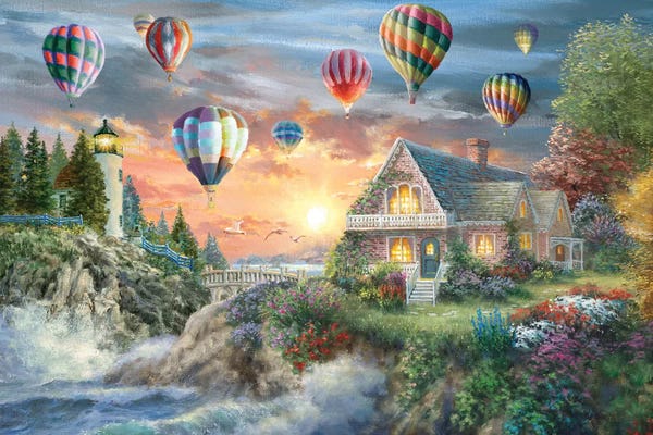 Surrealism: Balloons Over Sunset Cove by Nicky Boehme