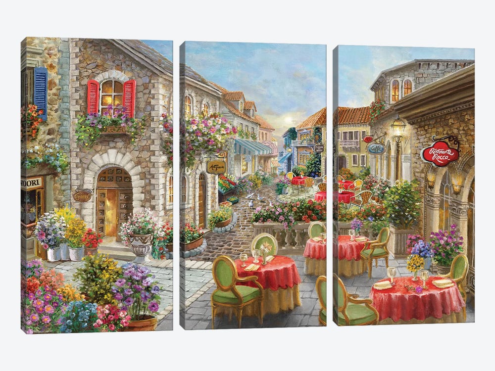 Fiori Caffes by Nicky Boehme 3-piece Canvas Wall Art