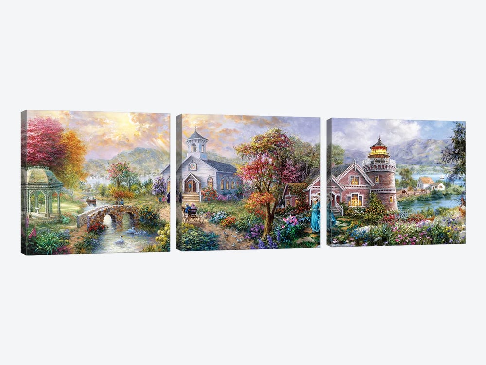 Sunday Morning In Spring by Nicky Boehme 3-piece Canvas Art Print