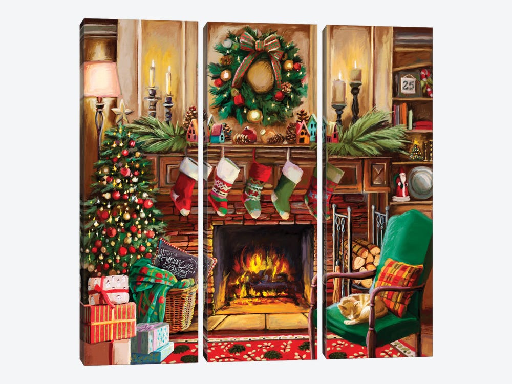 Fireside Christmas by Nicky Boehme 3-piece Canvas Wall Art