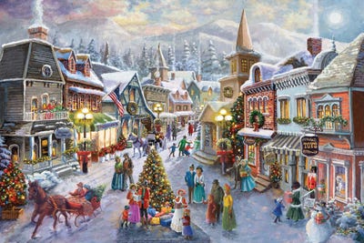 Victorian Christmas Village Canvas Wall Art by Nicky Boehme  iCanvas