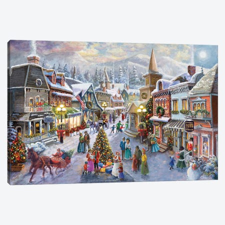 Victorian Christmas Village Canvas Print #BOE194} by Nicky Boehme Canvas Wall Art