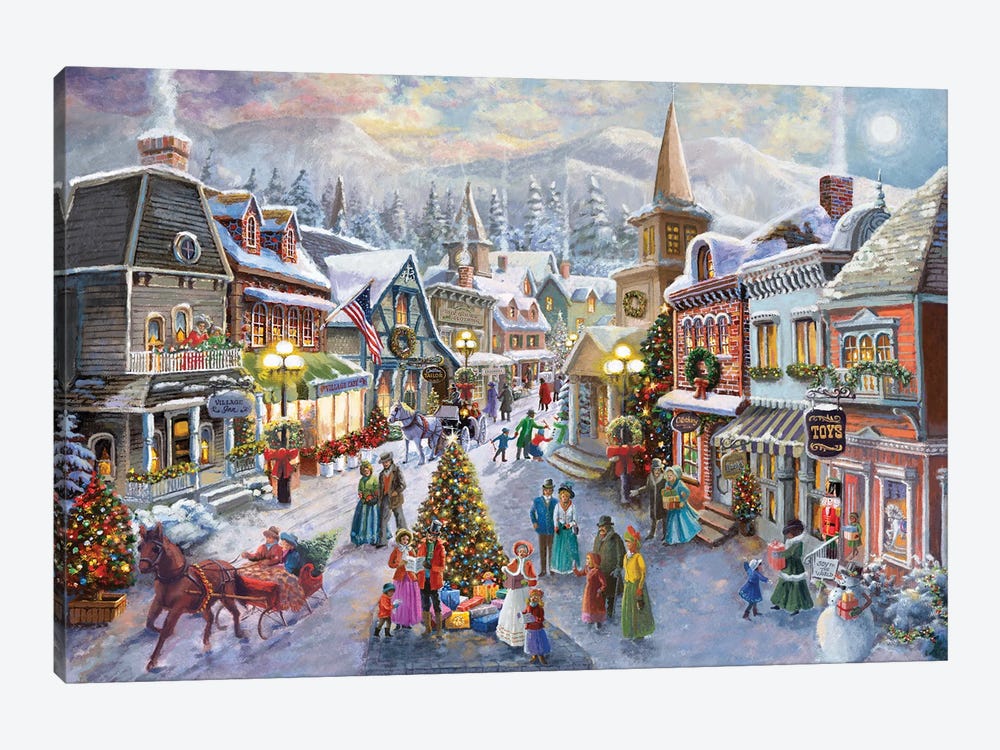 Victorian Christmas Village by Nicky Boehme 1-piece Canvas Art Print