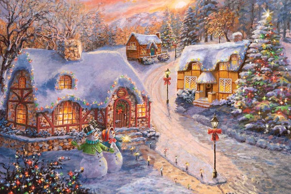 Trails, Paths & Roads: Winter Cottage Glow by Nicky Boehme