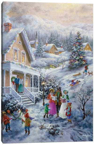 Carolers Canvas Art Print - Christmas Scenes
