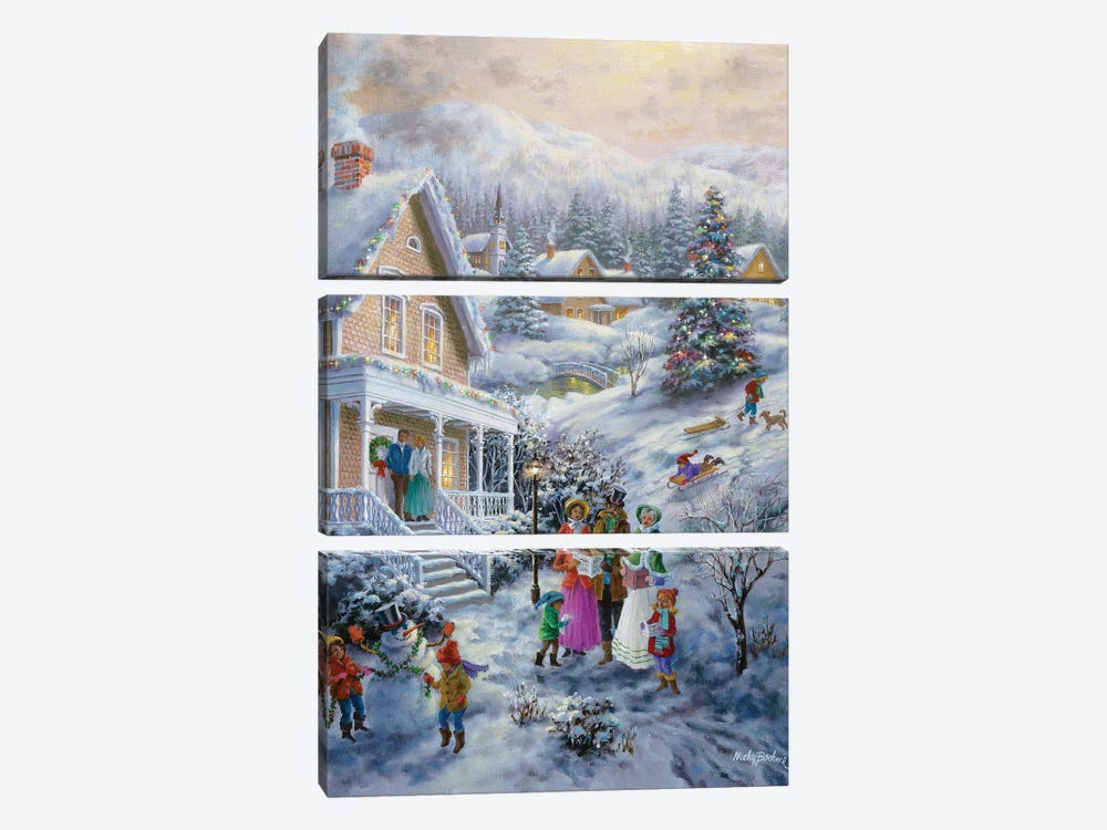 Carolers by Nicky Boehme 3-piece Canvas Art
