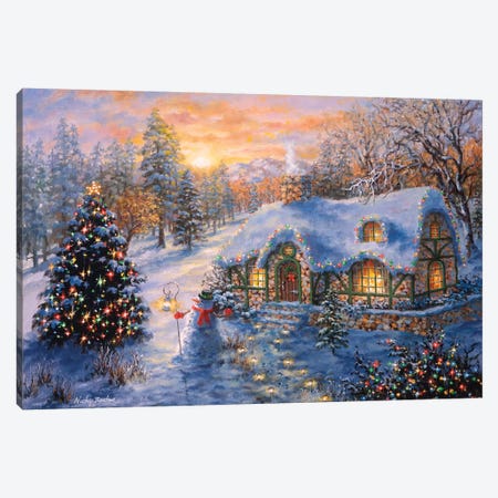 Christmas Cottage I Canvas Print #BOE28} by Nicky Boehme Canvas Art