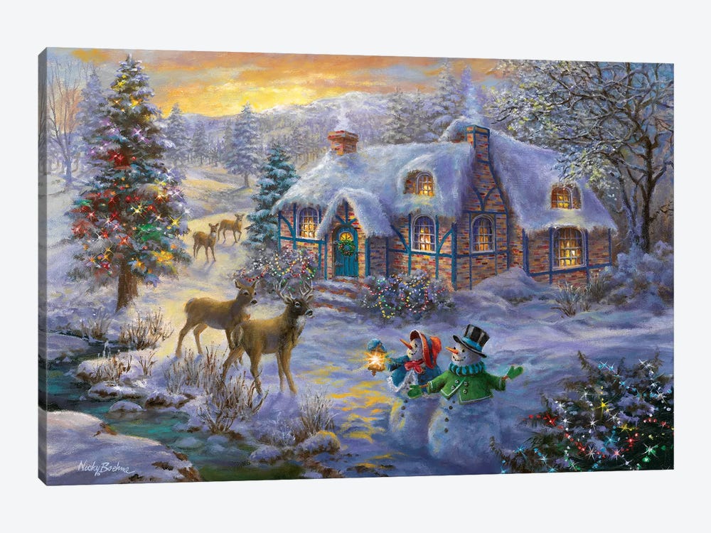Christmas Cottage II by Nicky Boehme 1-piece Canvas Artwork