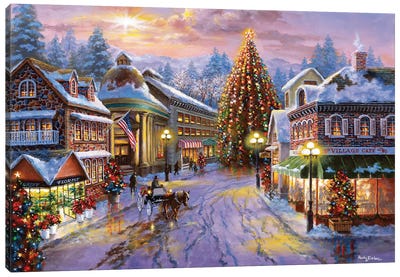 Christmas Eve Canvas Art Print - Christmas Trees & Wreath Art