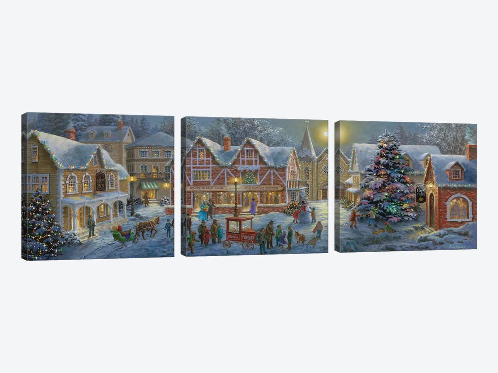 Christmas Village by Nicky Boehme 3-piece Canvas Art Print
