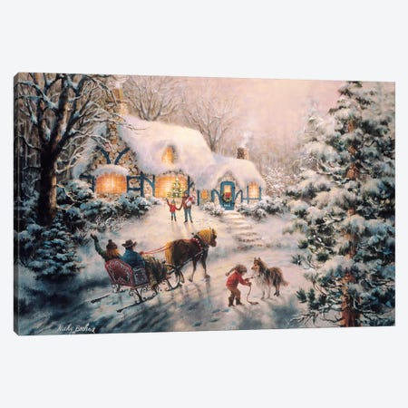 Christmas Visit Canvas Print #BOE32} by Nicky Boehme Canvas Print