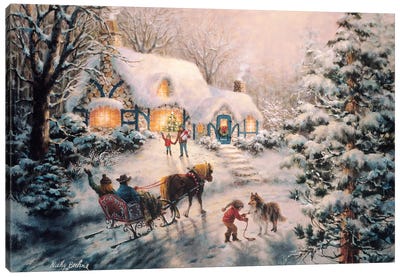 Christmas Visit Canvas Art Print - Snowscape Art