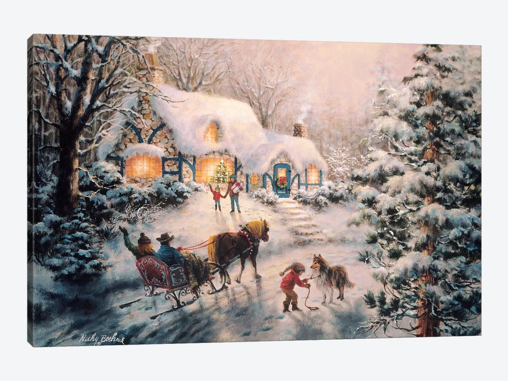 Christmas Visit by Nicky Boehme 1-piece Canvas Wall Art