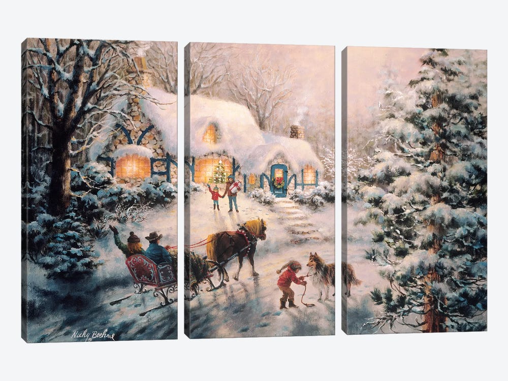 Christmas Visit by Nicky Boehme 3-piece Canvas Artwork