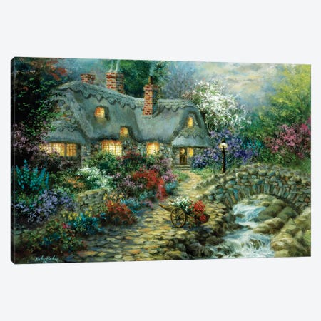 Country Cottage Canvas Print #BOE39} by Nicky Boehme Canvas Art Print
