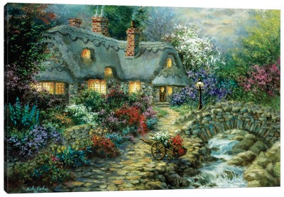 Country Cottage Canvas Art Print - Nicky Boehme