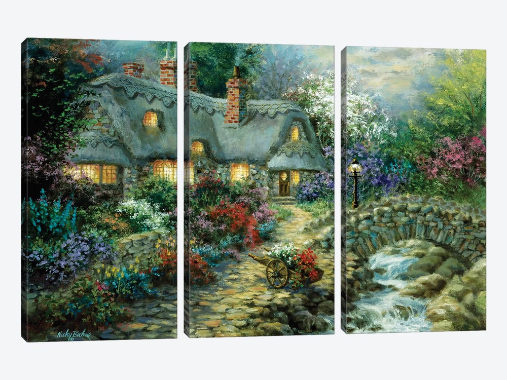 Country Cottage by Nicky Boehme 3-piece Canvas Art Print