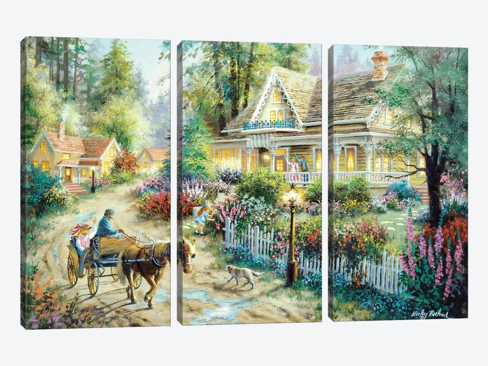 A Country Greeting by Nicky Boehme 3-piece Canvas Art Print