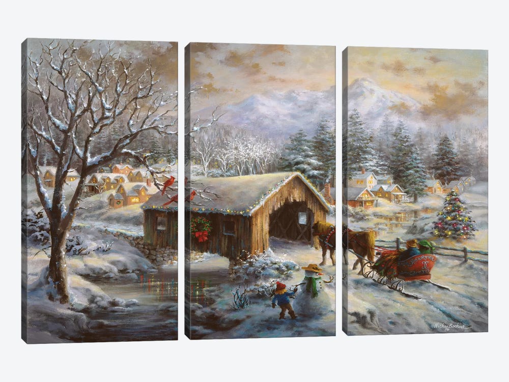 Covered Bridge by Nicky Boehme 3-piece Canvas Wall Art
