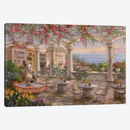 Dining On The Terrace Canvas Print #BOE49} by Nicky Boehme Canvas Artwork
