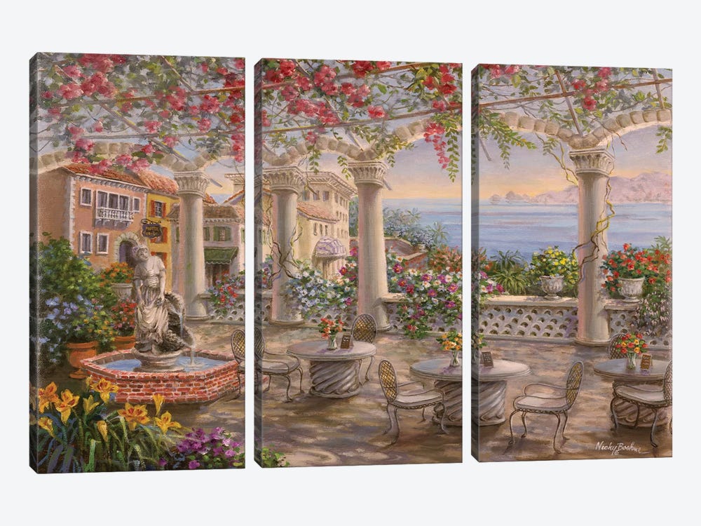 Dining On The Terrace by Nicky Boehme 3-piece Canvas Art