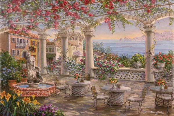 Coastal Villages & Towns: Dining On The Terrace by Nicky Boehme