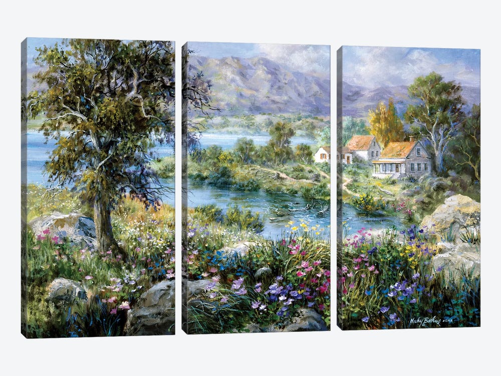 Enchanted Cottage by Nicky Boehme 3-piece Canvas Print